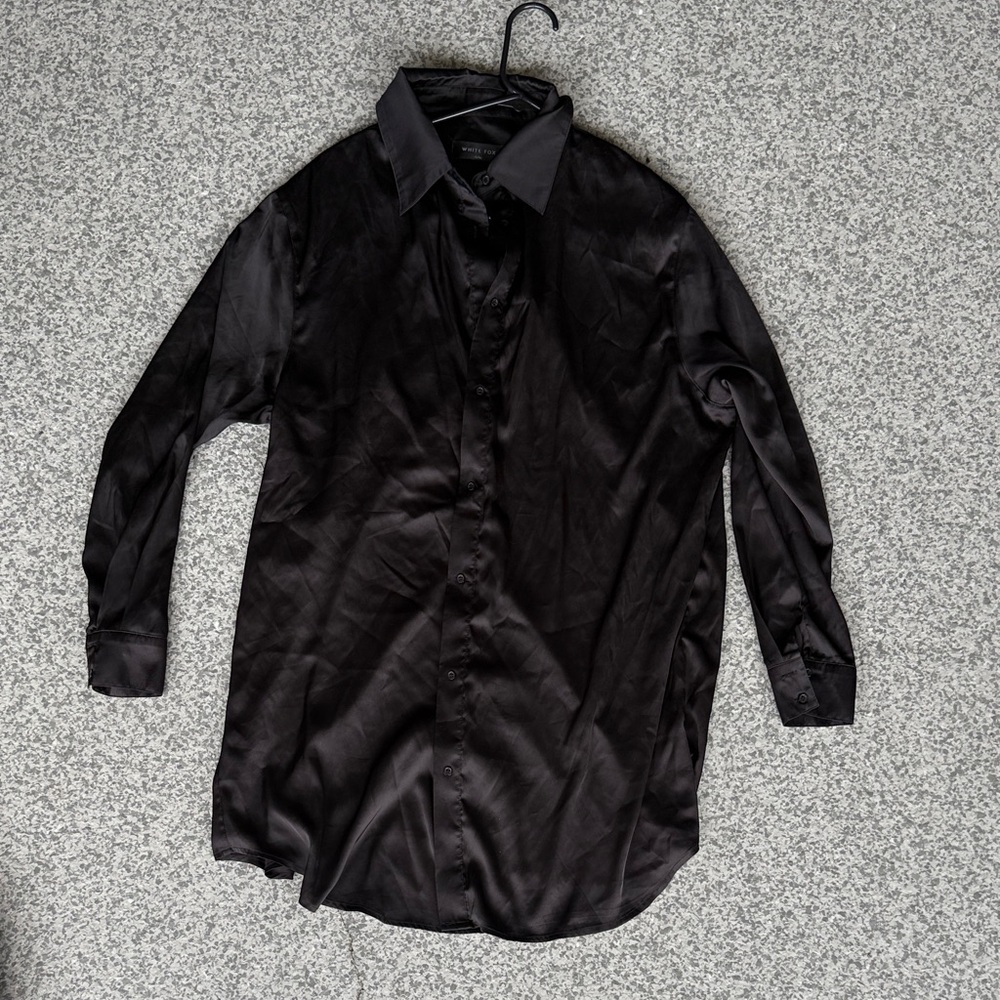 White Fox Boutique Black Satin Blouse